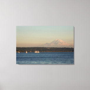 Impressão Em Tela Barcos à Vela no Lago Washington, Com Mercer Islan