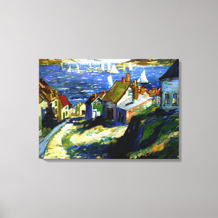 Impressão Em Tela Barcos à vela pelo porto, pintura de arte