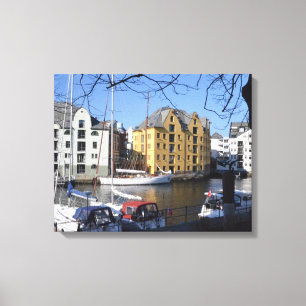 Impressão Em Tela Barcos De Alesund, Noruega