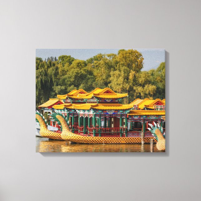 Impressão Em Tela Barcos de Dragão Turísticos | Lago Kunming (Frente)