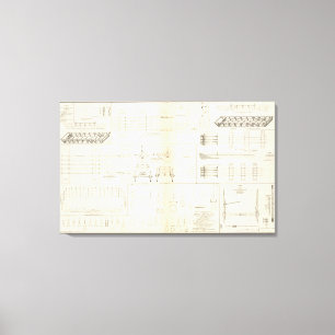 Impressão Em Tela Barcos dos desenhos, pontes, vagões, projécteis