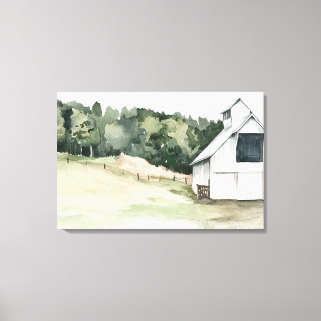 Impressão Em Tela Barn Branco de Aquarela (Frente)
