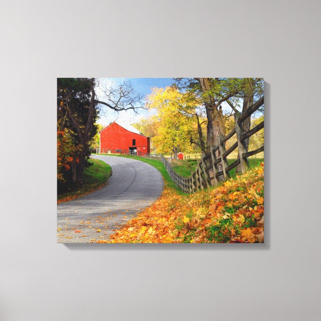 Impressão Em Tela Barn no outono (Frente)