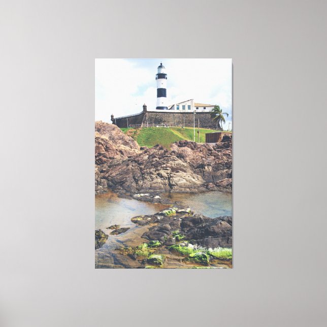 Impressão Em Tela Barra Lighthouse Over Rugged Coastal Rocks (Frente)