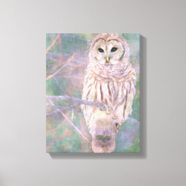 Impressão Em Tela Barred Owl Pastel Oilpainting (Frente)