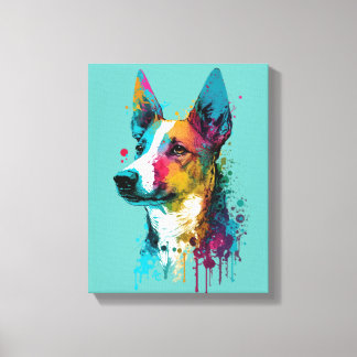 Impressão Em Tela Basenji - Splash de Tinta Néon de Grafite