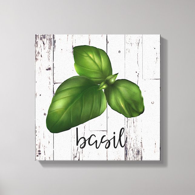 Impressão Em Tela BASIL LEAF White Wood Farmhouse Kitchen (Frente)