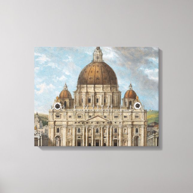 Impressão Em Tela Basilica de Peter, rua, na Cidade do Vaticano (Frente)