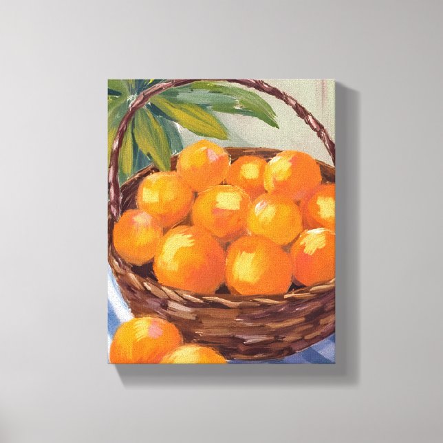 Impressão Em Tela Basket of Oranges Fruit Citrus Painting (Frente)