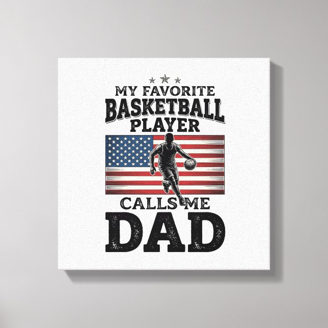 Impressão Em Tela Basketball Dad Patriotic Vintage Engraving T-Shirt (Frente)