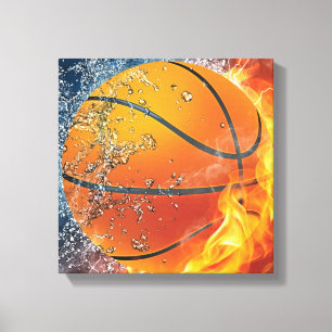 Impressão Em Tela Basquete flamejante