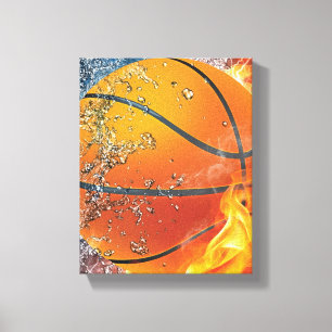 Impressão Em Tela Basquete flamejante