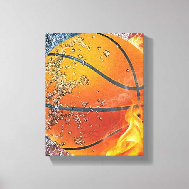 Impressão Em Tela Basquete flamejante (Frente)