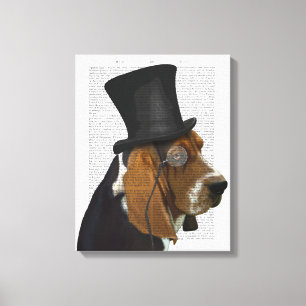 Impressão Em Tela Basset Hound, Formal Hound e Hat