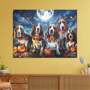 Impressão Em Tela Basset Hound Halloween Spooky