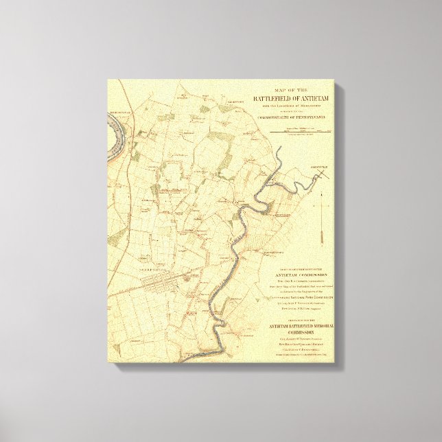 Impressão Em Tela Batalha de Antietam - Mapa Panorâmico da Guerra Ci (Frente)