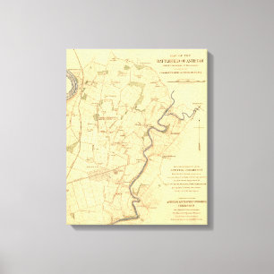 Impressão Em Tela Batalha de Antietam - Mapa Panorâmico da Guerra Ci