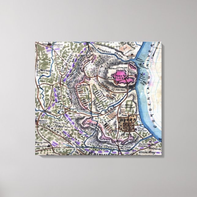 Impressão Em Tela Batalha de Fort Donelson - Panorâmica da Guerra Ci (Frente)