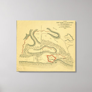 Impressão Em Tela Batalha de Forte Henry - Mapa Panorâmico da Guerra