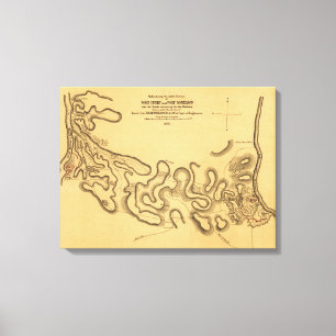 Impressão Em Tela Batalha de Forte Henry - Mapa Panorâmico da Guerra