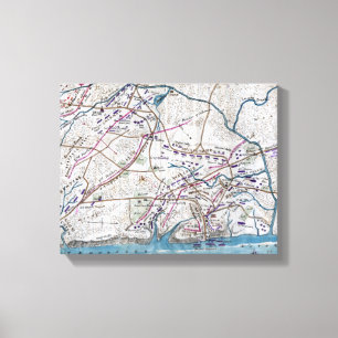 Impressão Em Tela Batalha de Shiloh - Mapa Panorâmico da Guerra Civi