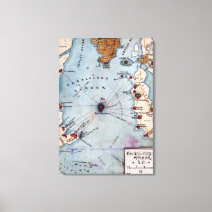 Impressão Em Tela Batalha do forte Sumter - guerra civil panorâmico