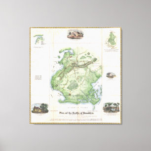 Impressão Em Tela Batalha do vintage do mapa de Brooklyn NY (1867)