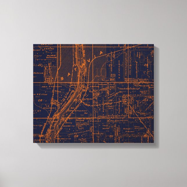 IMPRESSÃO EM TELA BATAVIA ILLINOIS 1871 MAP FOX RIVER VALLEY (Frente)