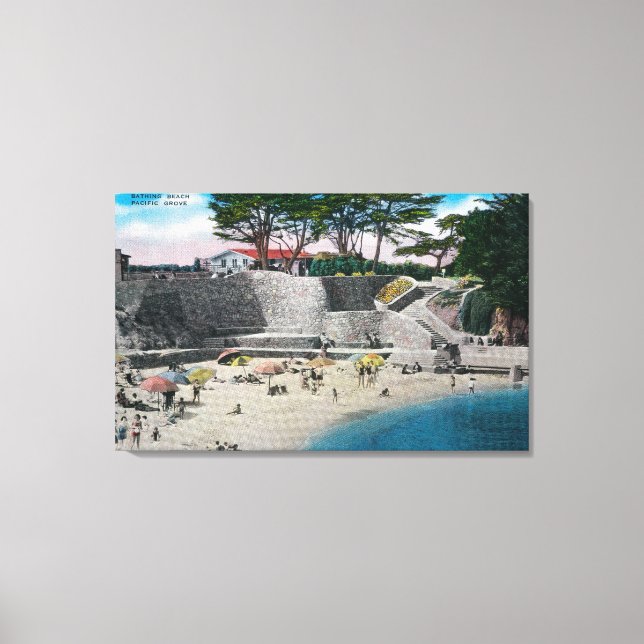 Impressão Em Tela Bathing Beach no Pacífico Grove (Frente)