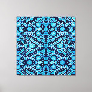 Impressão Em Tela Batik Tribal Africano Azul