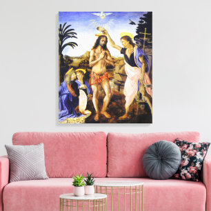 Impressão Em Tela Batismo de Cristo por Leonardo da Vinci Arte Fino
