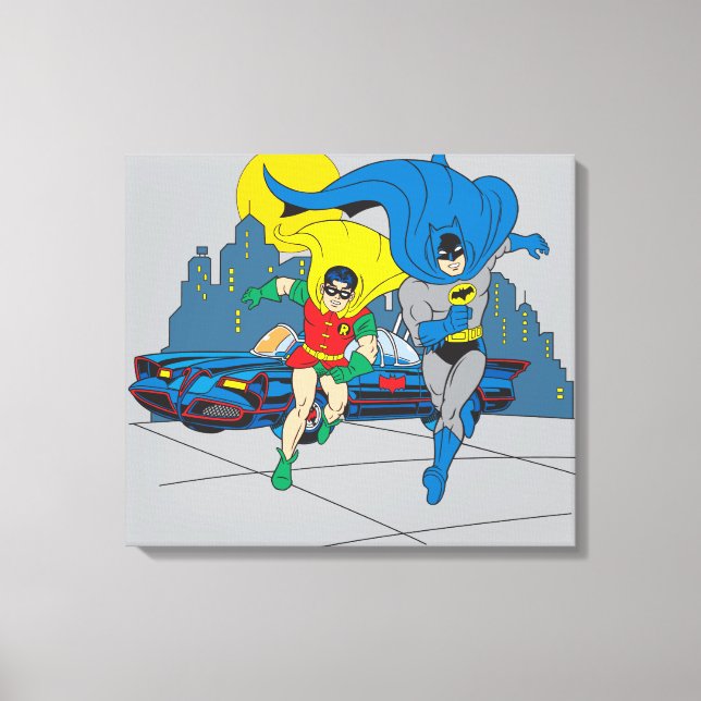 Impressão Em Tela Batman E Robin Running (Frente)