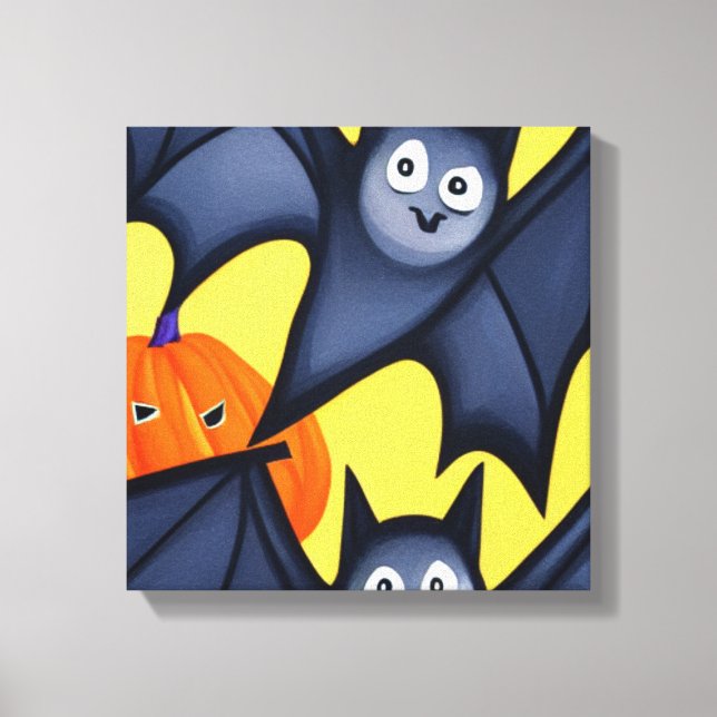 Impressão Em Tela Bats e Pumpkins (Frente)