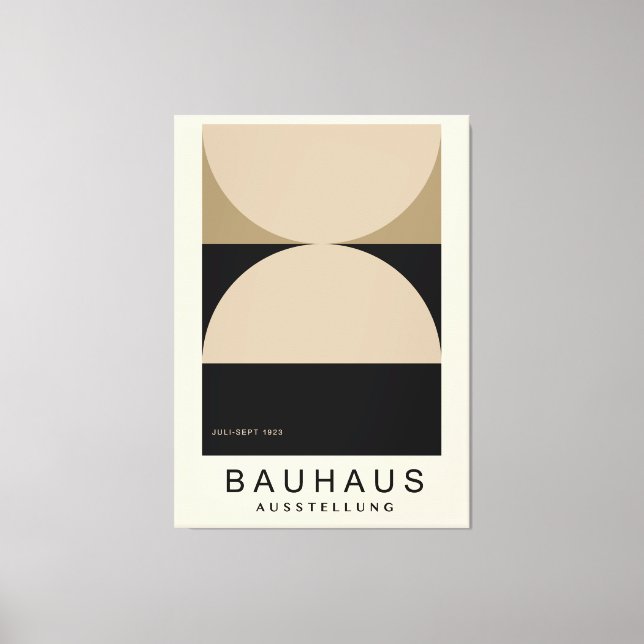 Impressão Em Tela Bauhaus Beige Black Half Circle Modern Art Print (Frente)