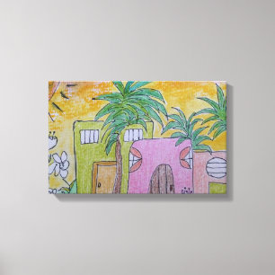 Impressão Em Tela Beach Huts Céu Ouro