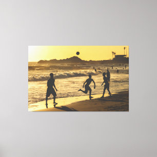 Impressão Em Tela Beach Soccer Game at Golden Sunset Shore