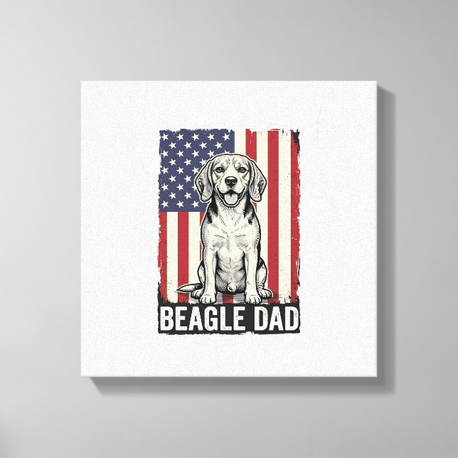 Impressão Em Tela Beagle Dad Patriotic Vintage Dog Shirt Design_1 (Frente)