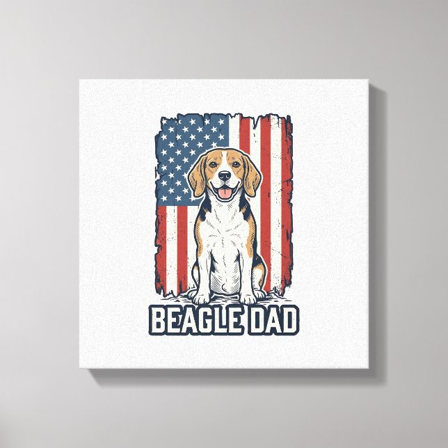 Impressão Em Tela Beagle Dad Patriotic Vintage Engraving Dog Design_ (Frente)