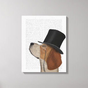 Impressão Em Tela Beagle, Formal Hound e Chapéu