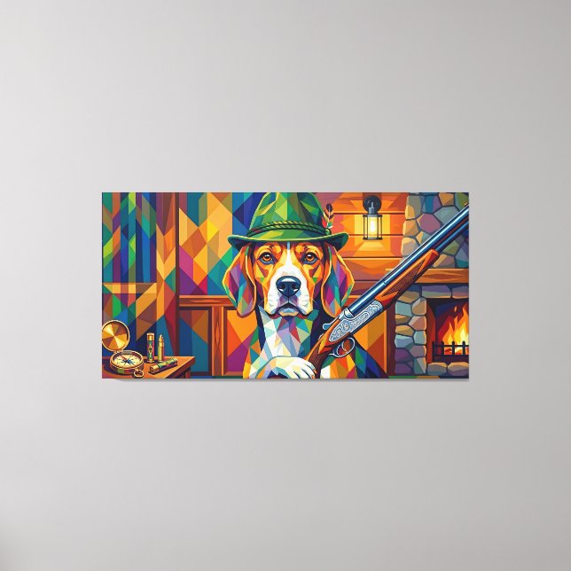 Impressão Em Tela Beagle Jäger Pop Art – Moderner Jagdhund (Frente)