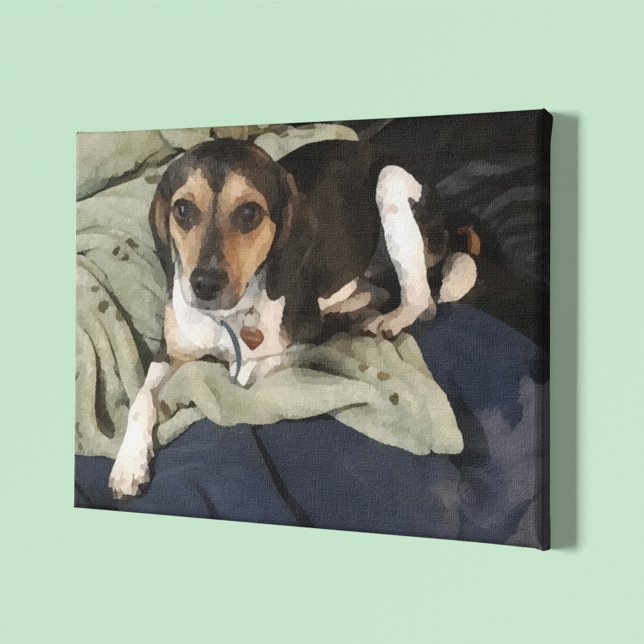 Impressão Em Tela Beagle Mix Dog Low Poly Digital Art (Criador carregado)