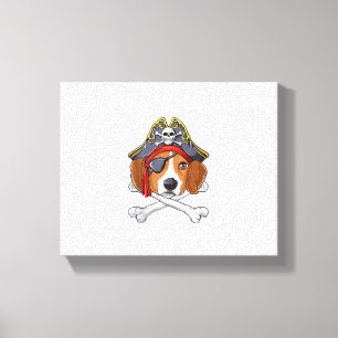 Impressão Em Tela Beagle Pirate Costume Jolly Roger Flag Skull Cross