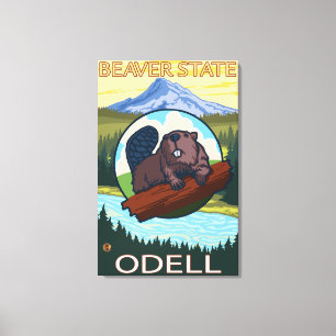 Impressão Em Tela Beaver & Mt. Hood - Odell, Oregon