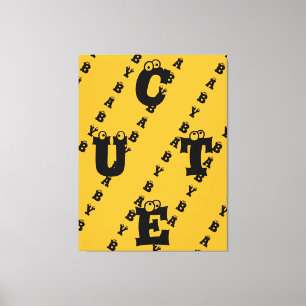 Impressão Em Tela Bebê design preto amarelo moderno
