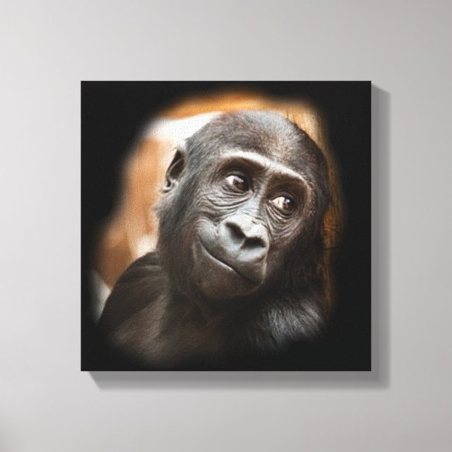Impressão Em Tela bebê gorila sorridente (Frente)