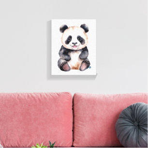 Impressão Em Tela Bebê panda fofo aquarela