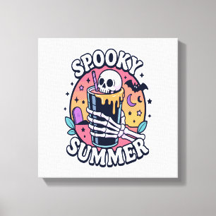 Impressão Em Tela Bebida Esqueleto de Verão Assustador de Halloween