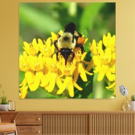 Impressão Em Tela Bee Feasting on Butterfly Weed Wildflowers