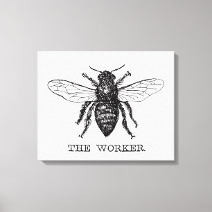 Impressão Em Tela Bee Worker Honey Black Bumblebee