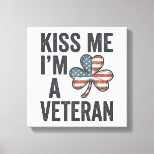 Impressão Em Tela Beije Me Eu Sou Um Trevo De Veterano Camisa Vintag